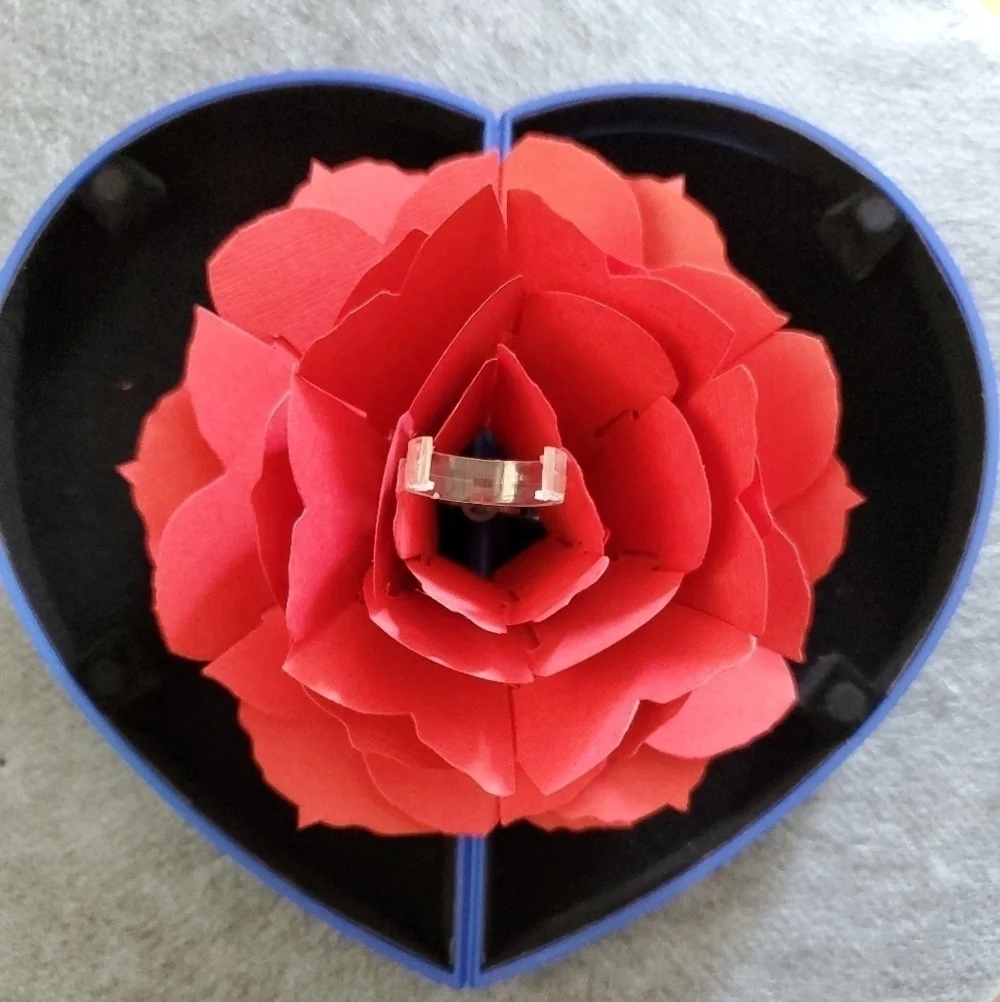 Blooming Rose Half Heart Gift Box Velvet Lining